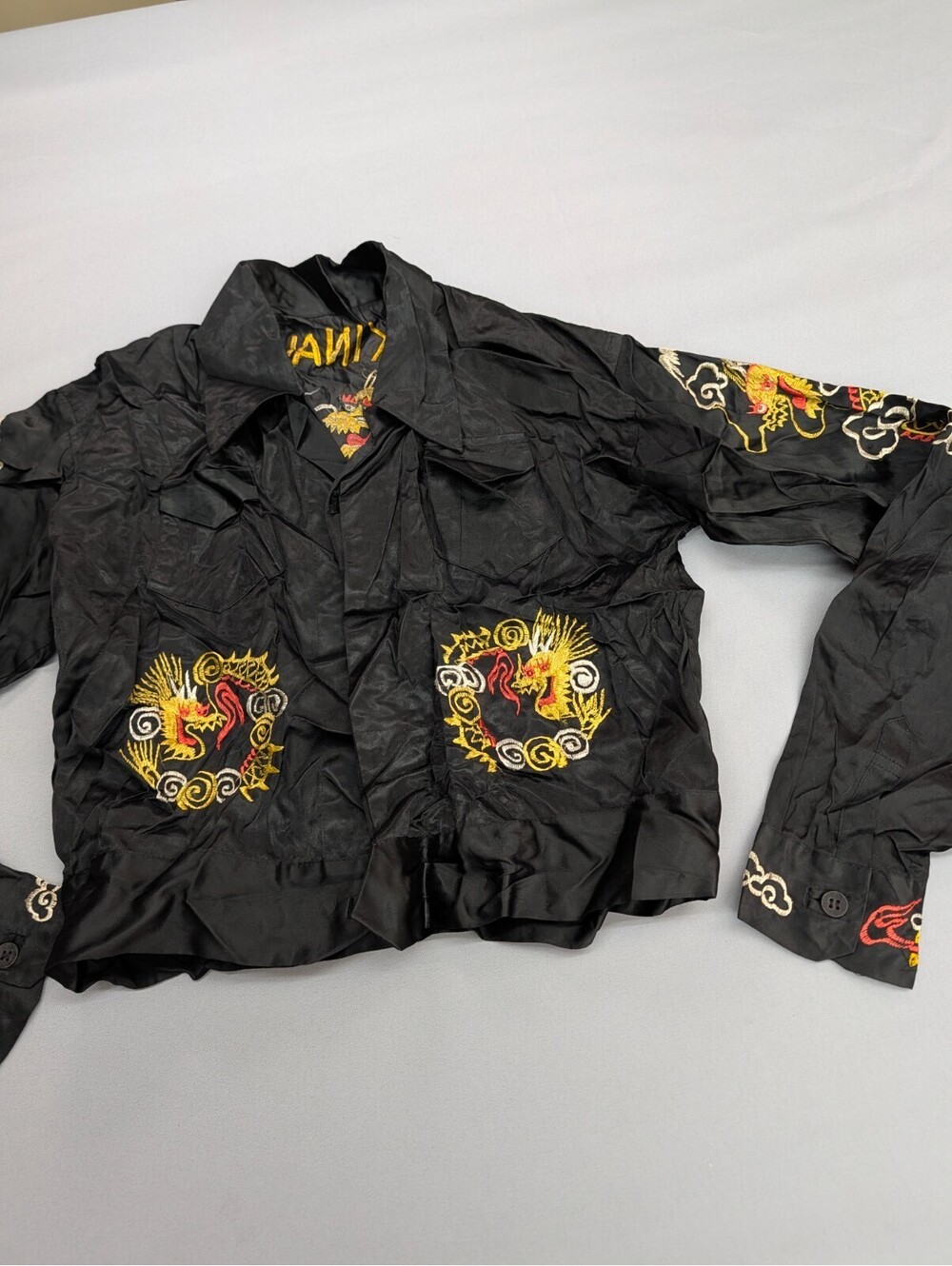 Rare Okinawa Japan 50s Souvenir Shirt Jacket Dragon Tiger S